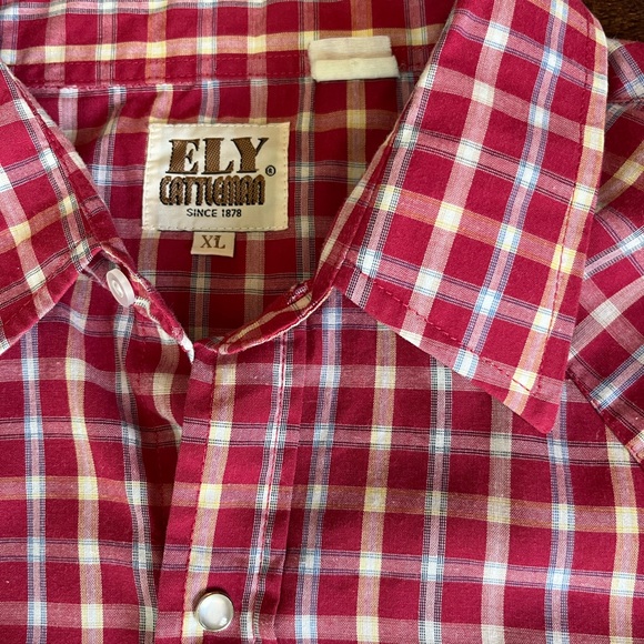 ELY Cattleman vintage, long sleeve, pearl snap red plaid shirt. Extra large. - Picture 4 of 4
